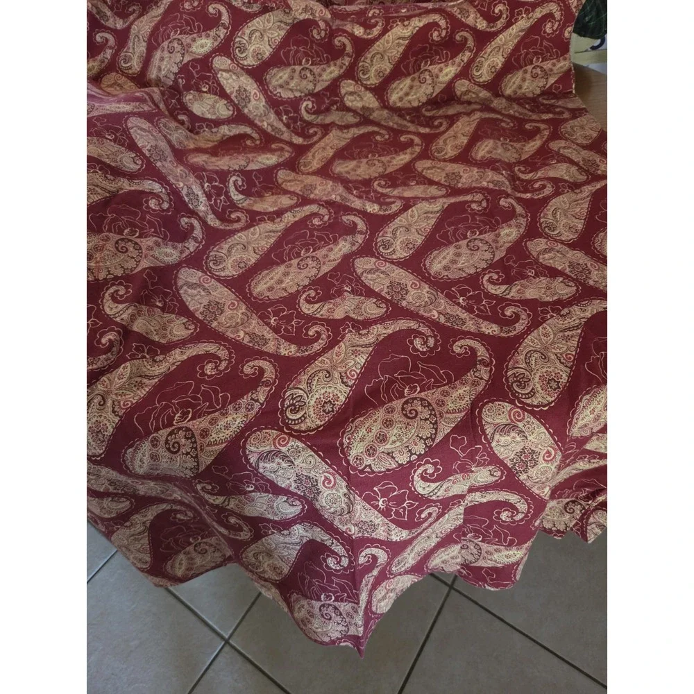 Zina Vasi 70x90 Tablecloth 12 Napkins Red Paisley Thick Cotton Holiday Old World